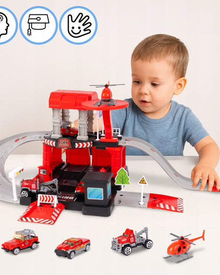 Daugiapakopis garažas, priešgaisrinės stoties bazė, 3 automobilių ir sraigtasparnio rinkinys