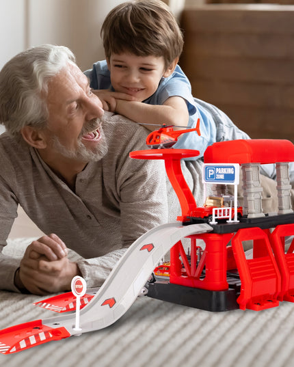 Daugiapakopis garažas, priešgaisrinės stoties bazė, 3 automobilių ir sraigtasparnio rinkinys