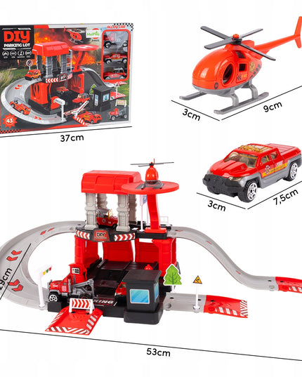 Daugiapakopis garažas, priešgaisrinės stoties bazė, 3 automobilių ir sraigtasparnio rinkinys