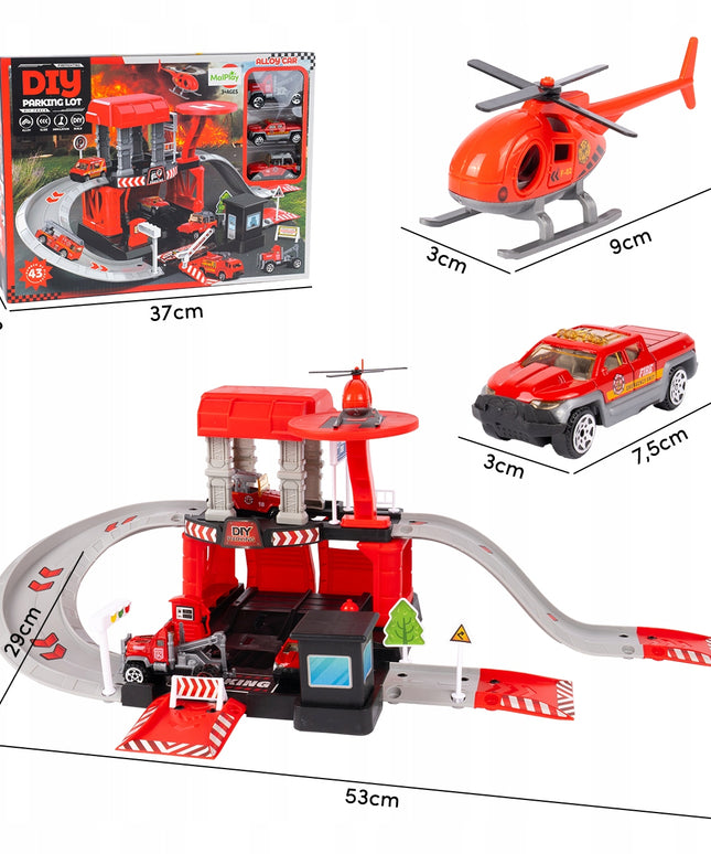 Daugiapakopis garažas, priešgaisrinės stoties bazė, 3 automobilių ir sraigtasparnio rinkinys