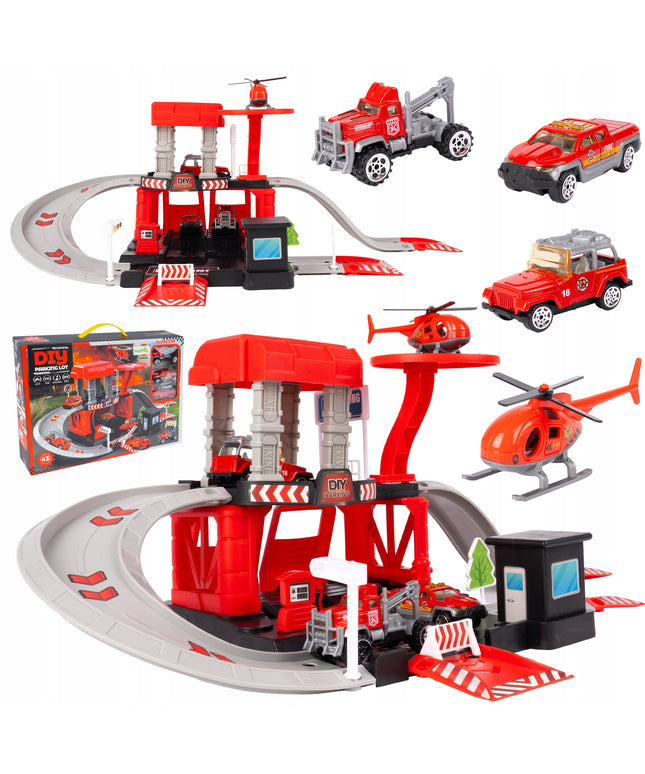 Daugiapakopis garažas, priešgaisrinės stoties bazė, 3 automobilių ir sraigtasparnio rinkinys