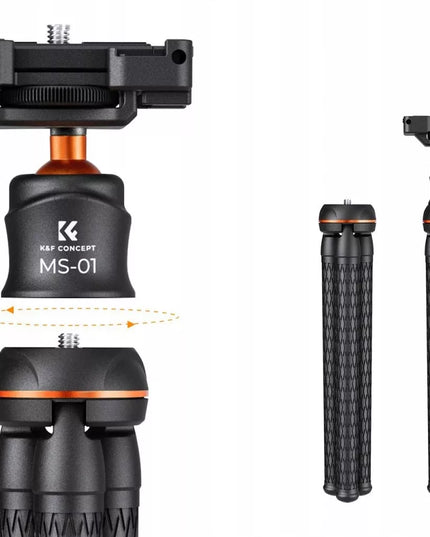 Lankstus K&F Concept trikojis fotoaparatui ir telefonui, tripod + Bluetooth nuotolinio valdymo pultelis