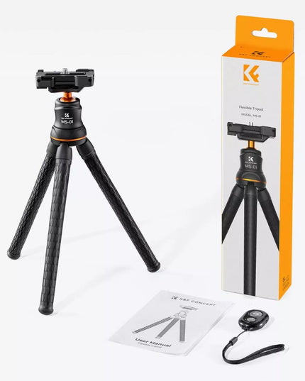 Lankstus K&F Concept trikojis fotoaparatui ir telefonui, tripod + Bluetooth nuotolinio valdymo pultelis