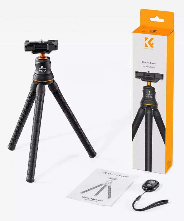 Lankstus K&F Concept trikojis fotoaparatui ir telefonui, tripod + Bluetooth nuotolinio valdymo pultelis