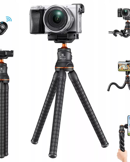 Lankstus K&F Concept trikojis fotoaparatui ir telefonui, tripod + Bluetooth nuotolinio valdymo pultelis