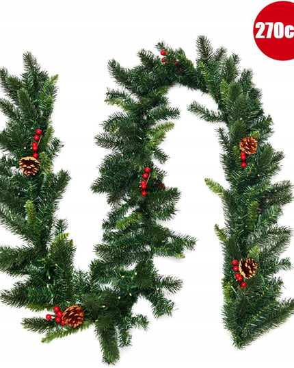 Dirbtinė kalėdinė girlianda, 100 LED, žalia, tanki, 270 cm