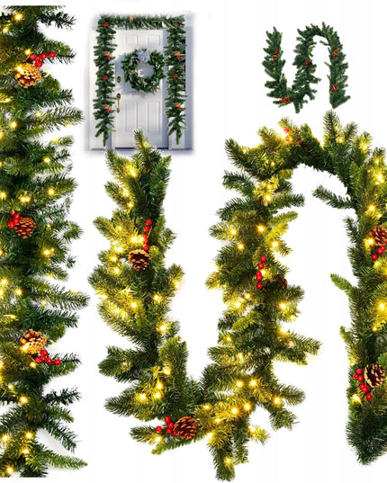 Dirbtinė kalėdinė girlianda, 100 LED, žalia, tanki, 270 cm