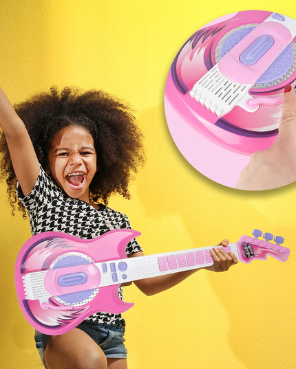 Elektrinė roko gitara su karaoke mikrofonu ant stovo vaikams