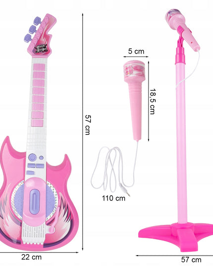 Elektrinė roko gitara su karaoke mikrofonu ant stovo vaikams