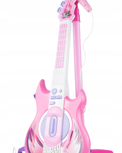 Elektrinė roko gitara su karaoke mikrofonu ant stovo vaikams