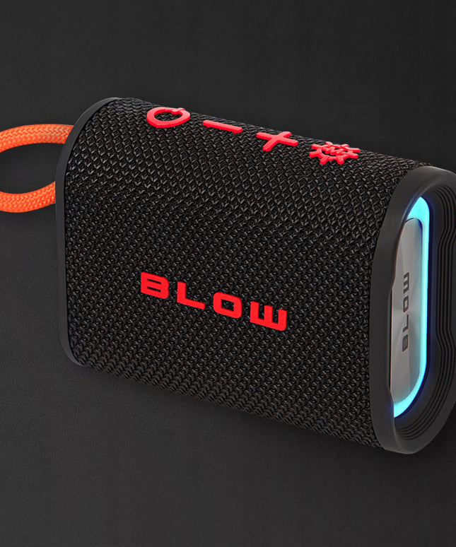 Nešiojamas belaidis „Bluetooth“ garsiakalbis BLOW AQUA TUNE, atsparus vandeniui IP67, FM radijas, USB, RGB