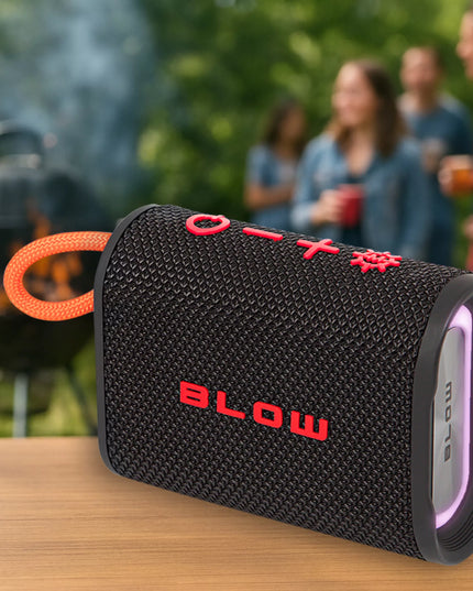 Nešiojamas belaidis „Bluetooth“ garsiakalbis BLOW AQUA TUNE, atsparus vandeniui IP67, FM radijas, USB, RGB