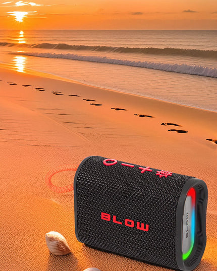 Nešiojamas belaidis „Bluetooth“ garsiakalbis BLOW AQUA TUNE, atsparus vandeniui IP67, FM radijas, USB, RGB