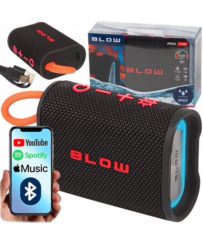 Nešiojamas belaidis vandeniui atsparus Bluetooth garsiakalbis IP67 su FM radiju, USB, RGB