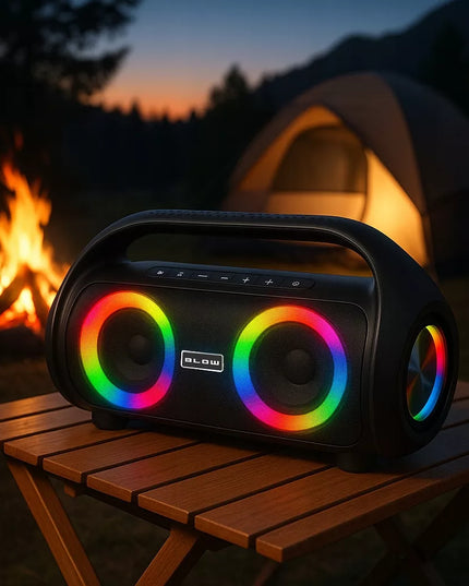 Nešiojamas belaidis vandeniui atsparus IPX5 Bluetooth garsiakalbis su FM radiju, USB ir RGB