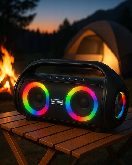 Nešiojamas belaidis vandeniui atsparus IPX5 Bluetooth garsiakalbis su FM radiju, USB ir RGB