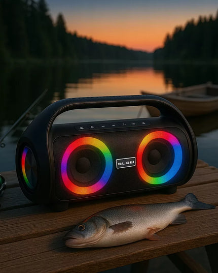 Nešiojamas belaidis vandeniui atsparus IPX5 Bluetooth garsiakalbis su FM radiju, USB ir RGB