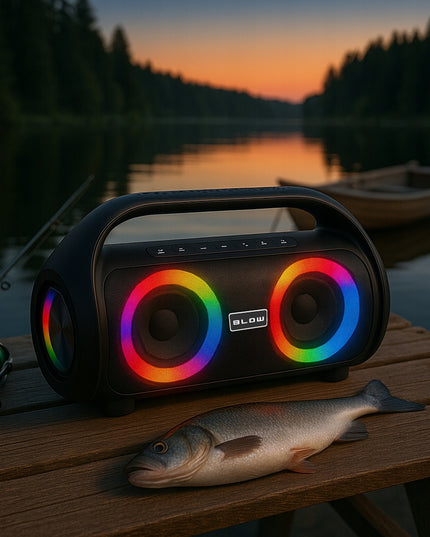 Nešiojamas belaidis vandeniui atsparus IPX5 Bluetooth garsiakalbis su FM radiju, USB ir RGB