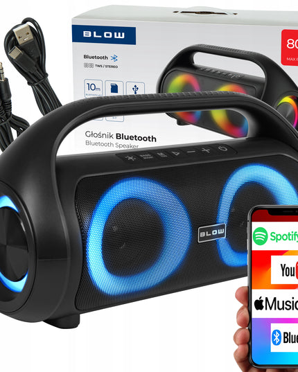 Nešiojamas belaidis vandeniui atsparus IPX5 Bluetooth garsiakalbis su FM radiju, USB ir RGB