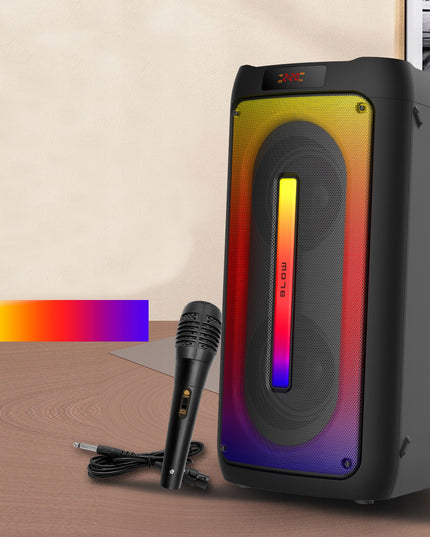 Nešiojamas Bluetooth USB Garsiakalbis BOOMBOX su RGB, Karaoke, Mikrofonu ir Nuotolinio Valdymo Pulteliu (Rinkinys)