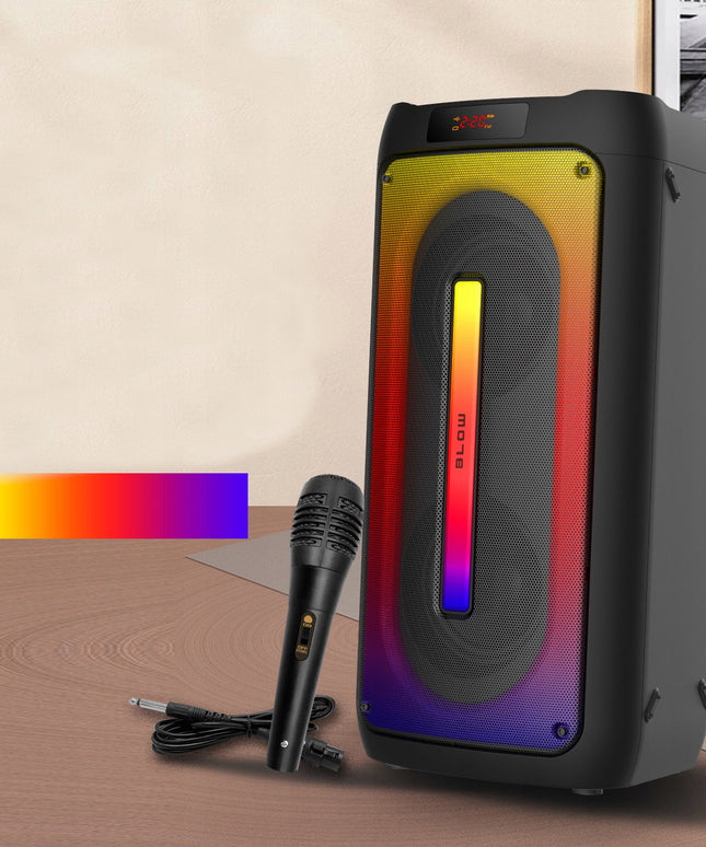 Nešiojamas Bluetooth USB Garsiakalbis BOOMBOX su RGB, Karaoke, Mikrofonu ir Nuotolinio Valdymo Pulteliu (Rinkinys)