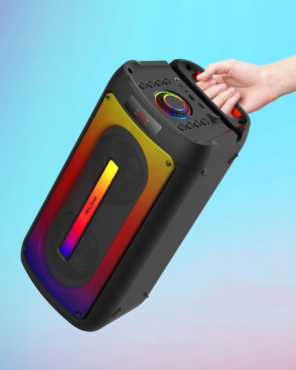 Nešiojamas Bluetooth USB Garsiakalbis BOOMBOX su RGB, Karaoke, Mikrofonu ir Nuotolinio Valdymo Pulteliu (Rinkinys)