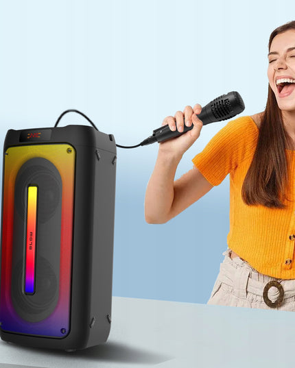 Nešiojamas Bluetooth USB Garsiakalbis BOOMBOX su RGB, Karaoke, Mikrofonu ir Nuotolinio Valdymo Pulteliu (Rinkinys)