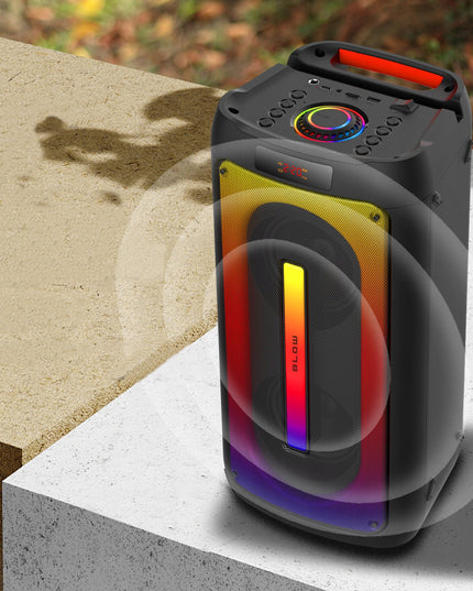 Nešiojamas Bluetooth USB Garsiakalbis BOOMBOX su RGB, Karaoke, Mikrofonu ir Nuotolinio Valdymo Pulteliu (Rinkinys)