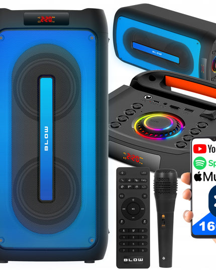 Nešiojamas Bluetooth USB Garsiakalbis BOOMBOX su RGB, Karaoke, Mikrofonu ir Nuotolinio Valdymo Pulteliu (Rinkinys)