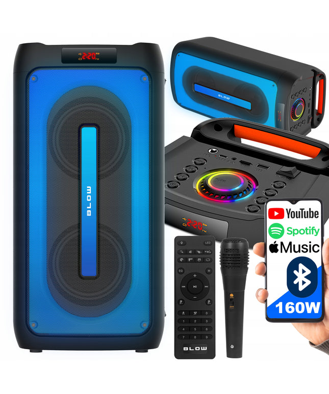 Nešiojamas Bluetooth USB Garsiakalbis BOOMBOX su RGB, Karaoke, Mikrofonu ir Nuotolinio Valdymo Pulteliu (Rinkinys)