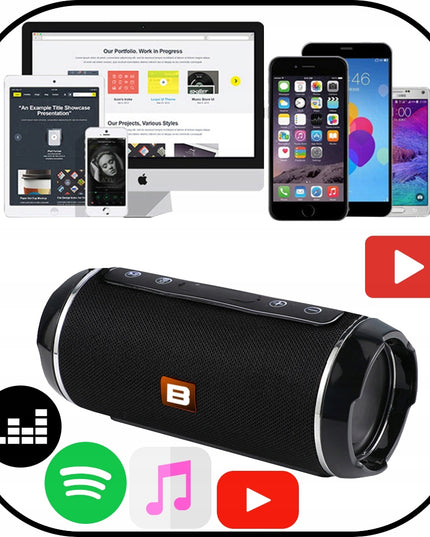 Nešiojamas Belaidis Bluetooth Garsiakalbis USB SD AUX FM Radijas Bokso Tipo Kolonėlė