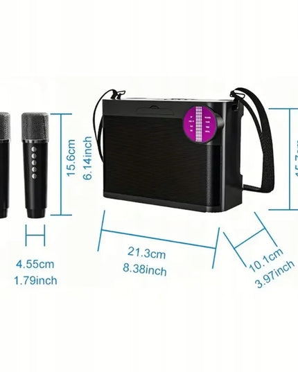 Bedee Bluetooth karaoke kolonėlė su RGB LED apšvietimu ir 2 mikrofonais – kompaktiška dovana
