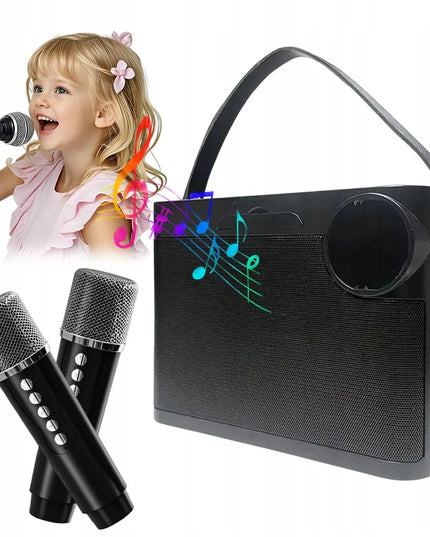 Bedee Bluetooth karaoke kolonėlė su RGB LED apšvietimu ir 2 mikrofonais – kompaktiška dovana