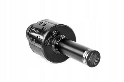 „Hykker BMS-300“ juodas karaoke mikrofonas su „Bluetooth“ garsiakalbiu