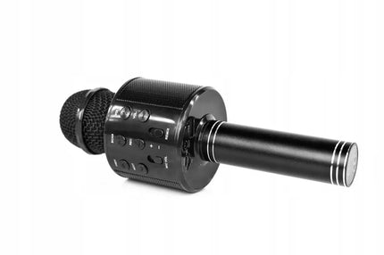 „Hykker BMS-300“ juodas karaoke mikrofonas su „Bluetooth“ garsiakalbiu