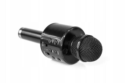 „Hykker BMS-300“ juodas karaoke mikrofonas su „Bluetooth“ garsiakalbiu