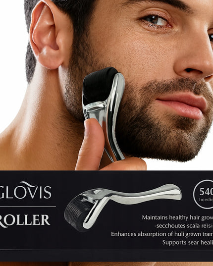 „Glovis Roller“ masažuoklis, 0,5 mm, 540 adatėlių, barzdos ir plaukų priežiūrai