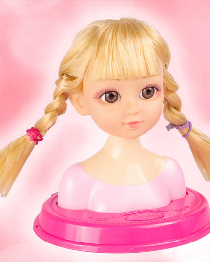 Lėlės formavimo galva šukavimui, makiažui, plaukų gumytės, žaislas