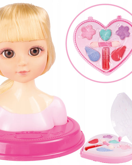 Lėlės formavimo galva šukavimui, makiažui, plaukų gumytės, žaislas