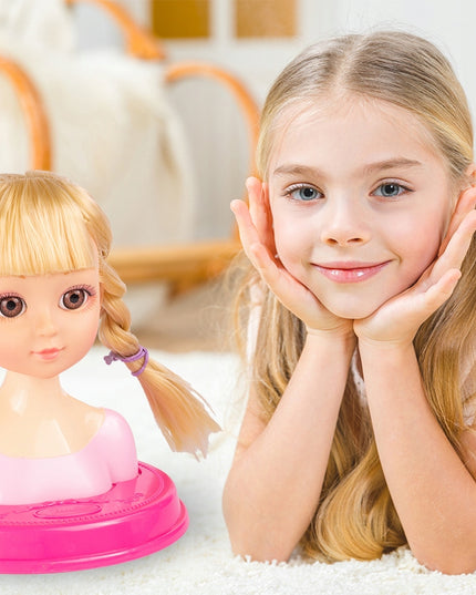 Lėlės formavimo galva šukavimui, makiažui, plaukų gumytės, žaislas