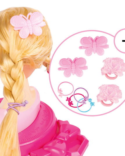 Lėlės formavimo galva šukavimui, makiažui, plaukų gumytės, žaislas