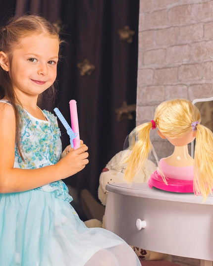 Lėlės formavimo galva šukavimui, makiažui, plaukų gumytės, žaislas