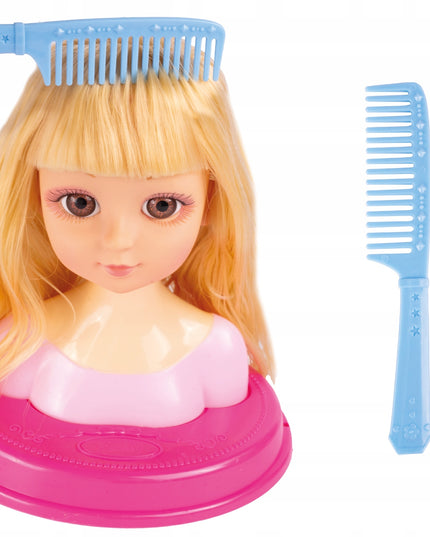 Lėlės formavimo galva šukavimui, makiažui, plaukų gumytės, žaislas