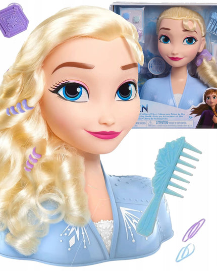 Disney Frozen 2 šukavimo ir stiliaus galva Elza 20 cm