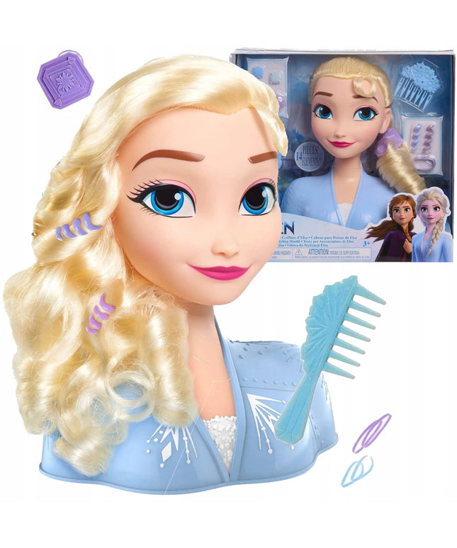 Disney Frozen 2 šukavimo ir stiliaus galva Elza 20 cm