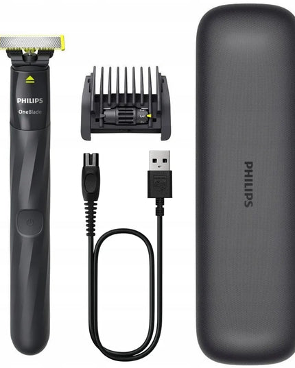 PHILIPS OneBlade QP1424/65 hibridinis skustuvas su kelioniniu dėklu ir 5-in-1 barzdos kirptuvo antgaliu