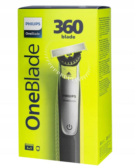 „Philips OneBlade 360 Silver“ 5 viename barzdos skustuvas-trimeris su dėklu