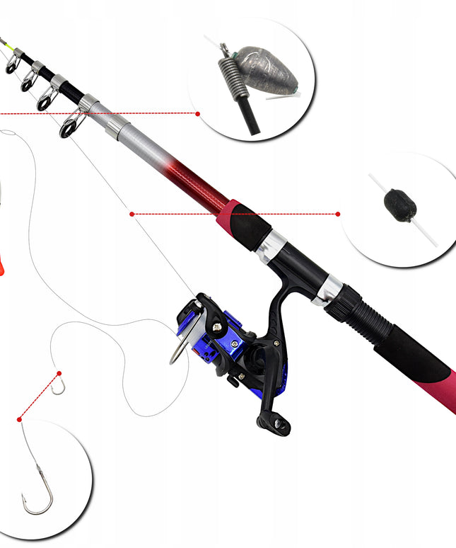 Paruoštas Žvejybos Rinkinys vandeniui: tinklas, masalai, kabliukai, stoperiai