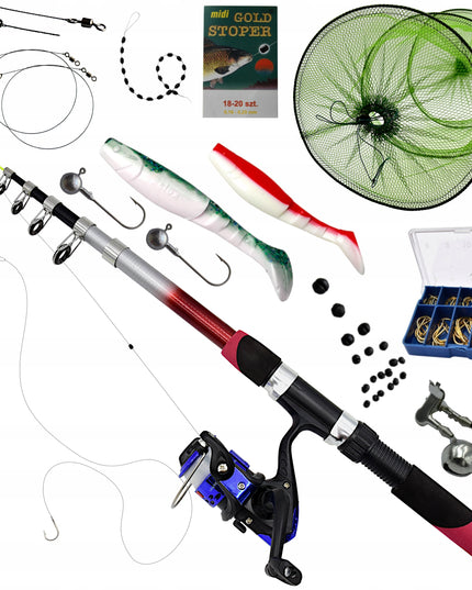 Paruoštas Žvejybos Rinkinys vandeniui: tinklas, masalai, kabliukai, stoperiai