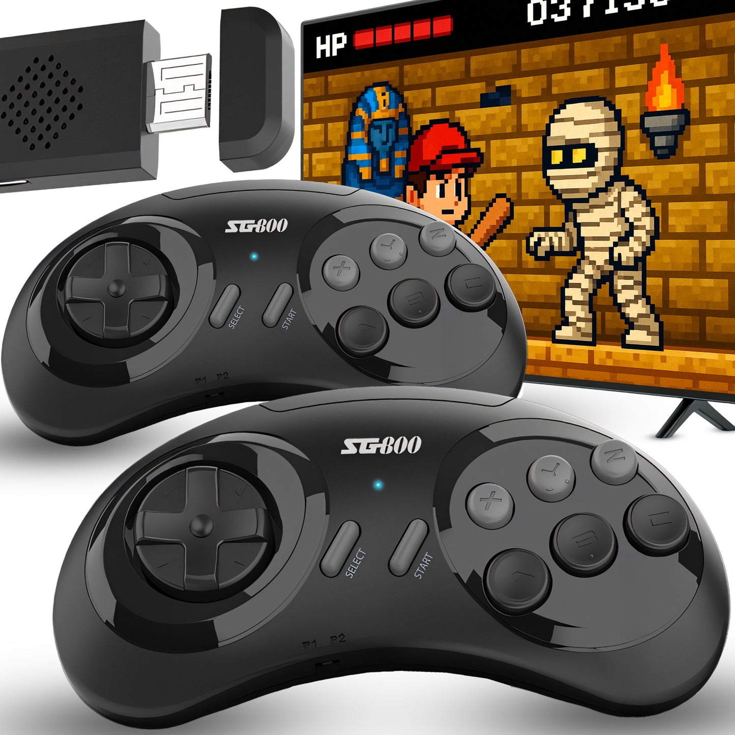 Belaidė mini televizijos žaidimų konsolė, 5000+ retro žaidimų, HDMI, 90-ųjų